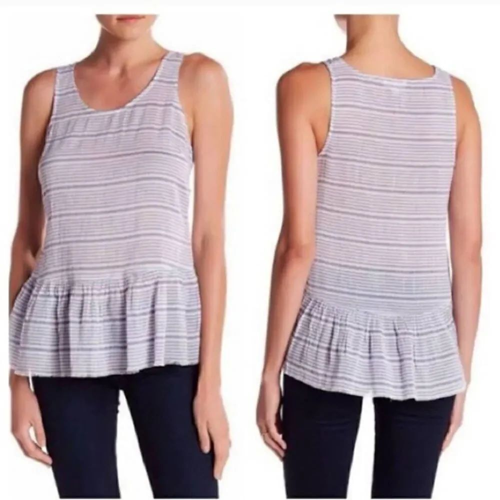BeachLunchLounge Jill Striped Peplum Tank Top